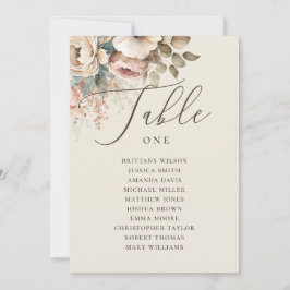 Invitación Elegante gráfico de asientos de boda con flores bo
