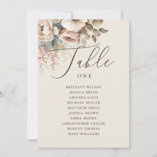 Invitación Elegante gráfico de asientos de boda con flores bo
