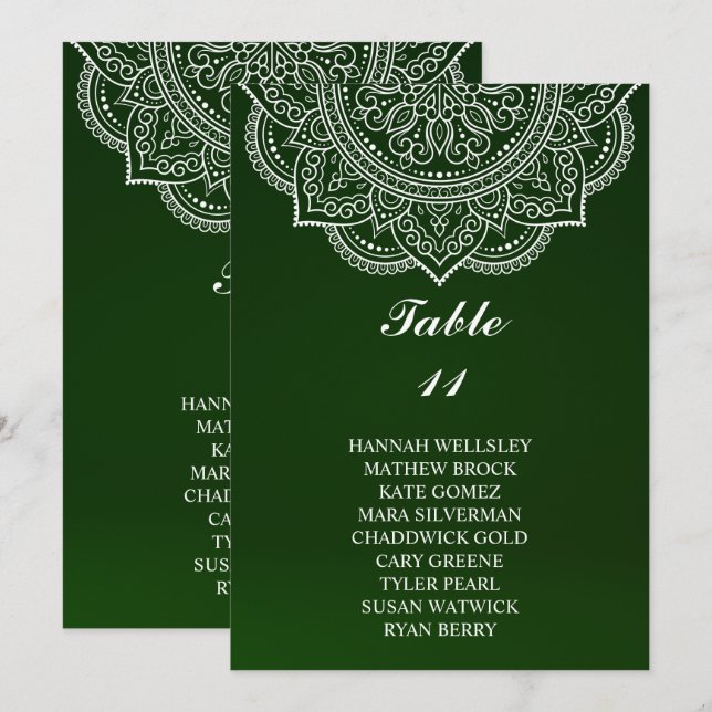 Invitación Elegante gráfico de asientos de Boda de Emerald Pa (Anverso / Reverso)