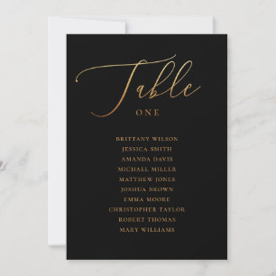 Invitación Elegante gráfico de asientos de Boda Gold y Black 