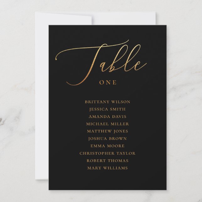 Invitación Elegante gráfico de asientos de Boda Gold y Black  (Anverso)