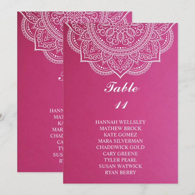 Invitación Elegante gráfico de asientos de Boda rosa paisley (Anverso / Reverso)