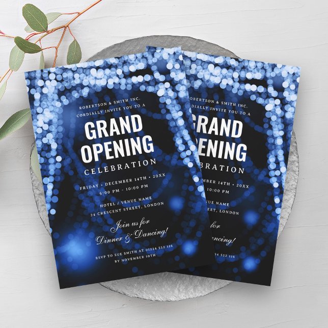Invitación Elegante Gran Apertura de la Marina de Negocios (Elegant Grand Opening Business Navy Lights Invitation)