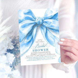 Invitación Elegante Gran Ducha Bridal Bow Azul