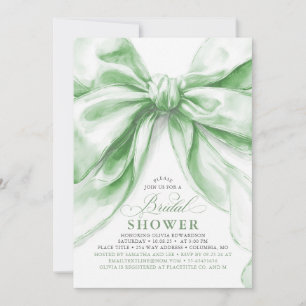 Invitación Elegante Gran Sage Green Bow Bridal Shower