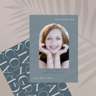 Invitación Elegante Gran Tipo de Graduación Fotográfica Azul