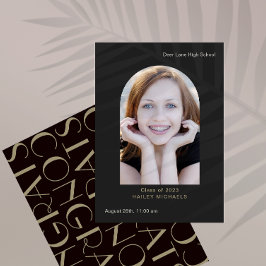 Invitación Elegante Gran Tipo Foto Graduación Negro