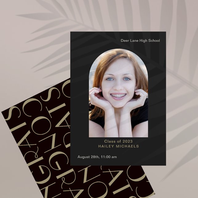 Invitación Elegante Gran Tipo Foto Graduación Negro (Subido por el creador)