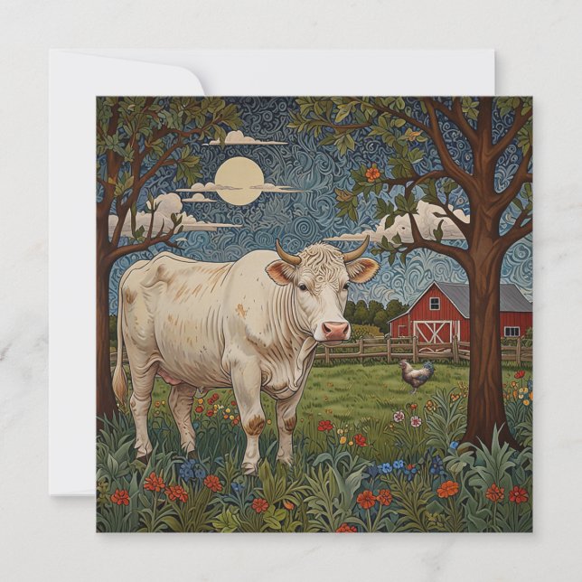 Invitación Elegante granja de vacas boho de moda de campo (Anverso)