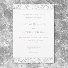 Invitación Elegante Gray Chinoiserie Escudo de pájaros Boda d