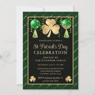Invitación Elegante Green and Gold Shamrock St Patrick's Day