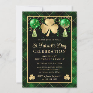 Invitación Elegante Green and Gold Shamrock St Patrick's Day