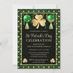Invitación Elegante Green and Gold Shamrock St Patrick's Day