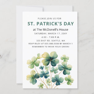 Invitación Elegante Green Clover Shamrock St Patricks Day