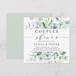 Invitación Elegante Green Foliage Parejas Shower Square