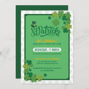 Invitación Elegante Green Shamrock St. Patrick's Day Fiesta