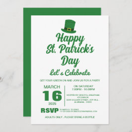 Invitación Elegante Green Shamrock St. Patrick's Day Fiesta