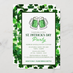 Invitación Elegante Green Shamrock St. Patrick's Day Fiesta
