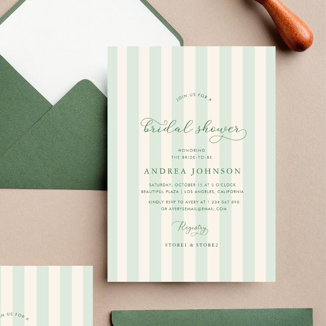 Invitación Elegante Green Stripes Country Club Bridal Shower (Subido por el creador)