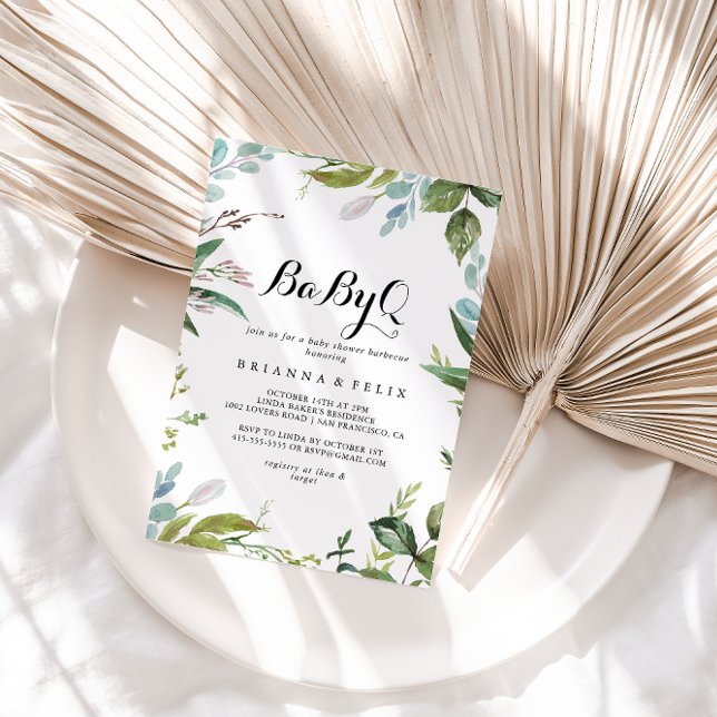 Invitación Elegante Greenery BabyQ Baby Shower Barbecue (Subido por el creador)