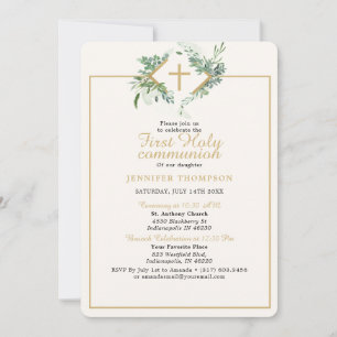 Invitación Elegante Greenery Gold First Community