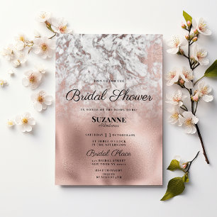 Invitación Elegante gris blanco rosa de mármol dorado Bridal 
