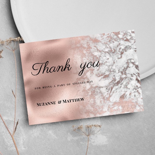 Invitación Elegante gris blanco rosa mármol de oro Gracias (Elegant gray white rose gold marble Thank You )