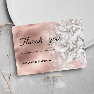 Invitación Elegante gris blanco rosa mármol de oro Gracias