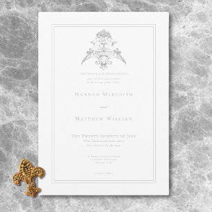 Invitación Elegante Gris Claro Chinoiserie Querubín Boda