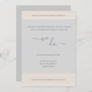 Invitación Elegante Gris claro Hacemos Boda de franjas de gra