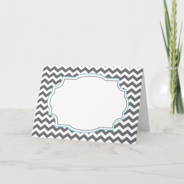 Invitación elegante gris de Chevron (Anverso)