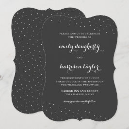 Invitación Elegante gris y blanco con Boda de puntos delgados