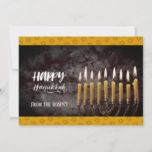 Invitación Elegante Gris y Oro Hanukkah Chanukah Menorah