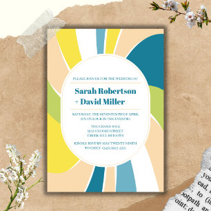 Invitación Elegante Groovy Abstract Waves Wedting