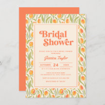 Elegante Groovy Retro 70 Floral Bridal Shower