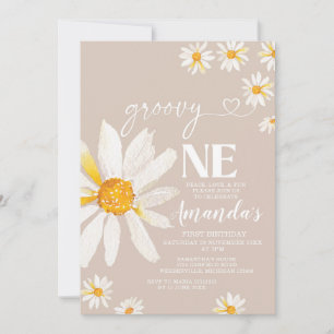 Invitación Elegante Groovy Un Cumpleaños Boho Daisy Flowers