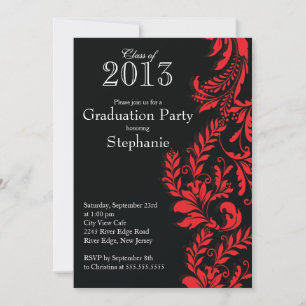Invitación Elegante grupo negro rojo de graduación 2013