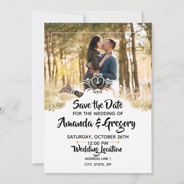 Invitación Elegante Guardar el Boda de fechas (Anverso)
