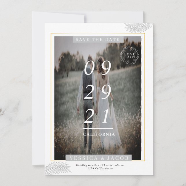 invitación elegante guardar la fecha (Anverso)