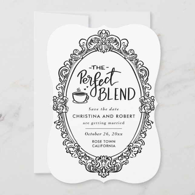 Invitación Elegante Guardar La Fecha | Perfect Blend Coffee L (Anverso)