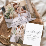 Invitación Elegante Guardar la foto manuscrita de fecha Minim<br><div class="desc">Boda manuscrita Guarda las tarjetas de fecha que tienen una foto en la parte delantera y trasera. Las tarjetas Save the Date Fall, Autumn, Winter, Spring o Summer contienen una moderna tipografía de escritura cursiva con letras a mano que son elegantes, simples y modernas para usar después de la minimalista...</div>