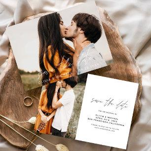 Invitación Elegante Guardar la foto manuscrita de fecha Minim