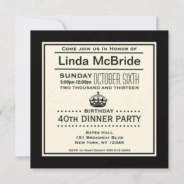 Invitación Elegante guarde el cumpleaños tranquilo (Anverso)