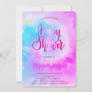 Invitación Elegante Guay Baby Shower Purple Tie Dye