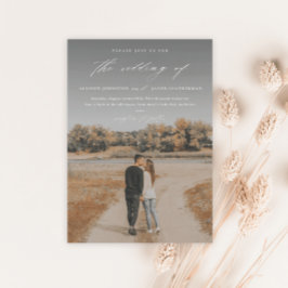 Invitación Elegante guión 2 Boda de superposición de fotos