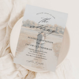 Invitación Elegante guión 2 Boda de superposición de fotos