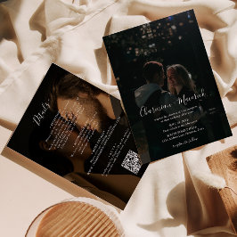 Invitación Elegante guión 2 Foto Todo en un Boda