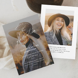Invitación Elegante guión 2 Graduación de fotos