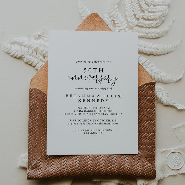 Invitación Elegante guión 50 aniversario Boda (Subido por el creador)