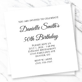 Invitación Elegante guión 50 cumpleaños